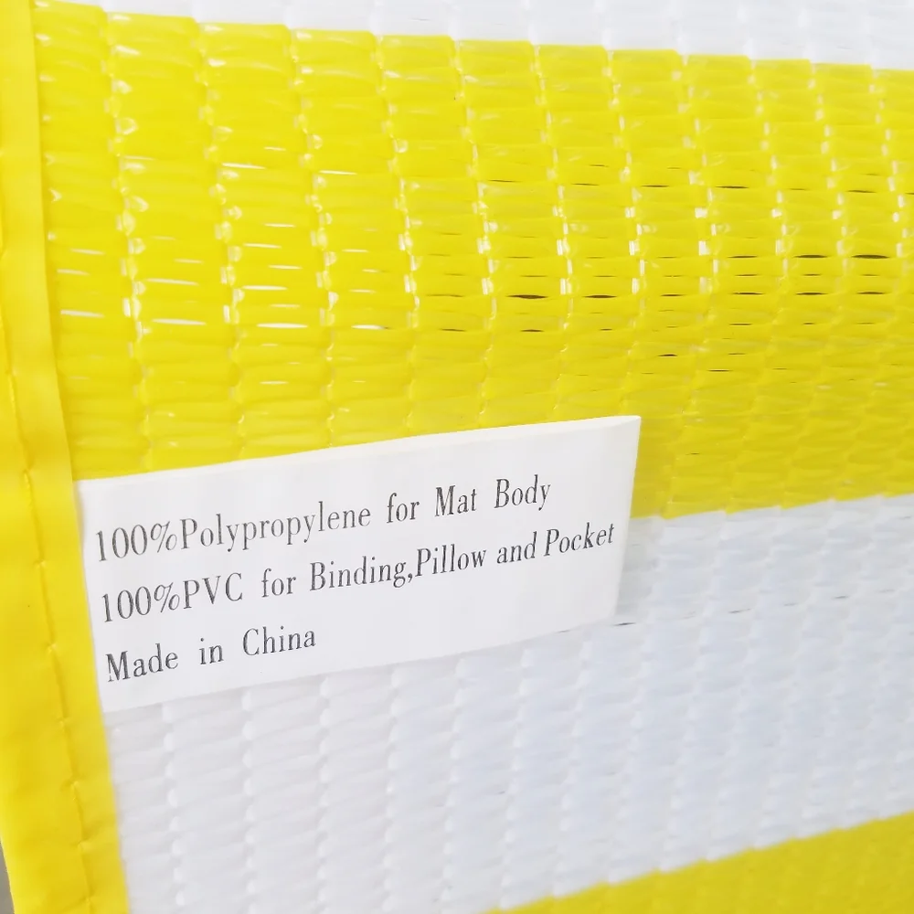 Vtg 70s Beach Tanning Picnic Yoga Mat Travel Yellow White Stripes Fun Aesthetic